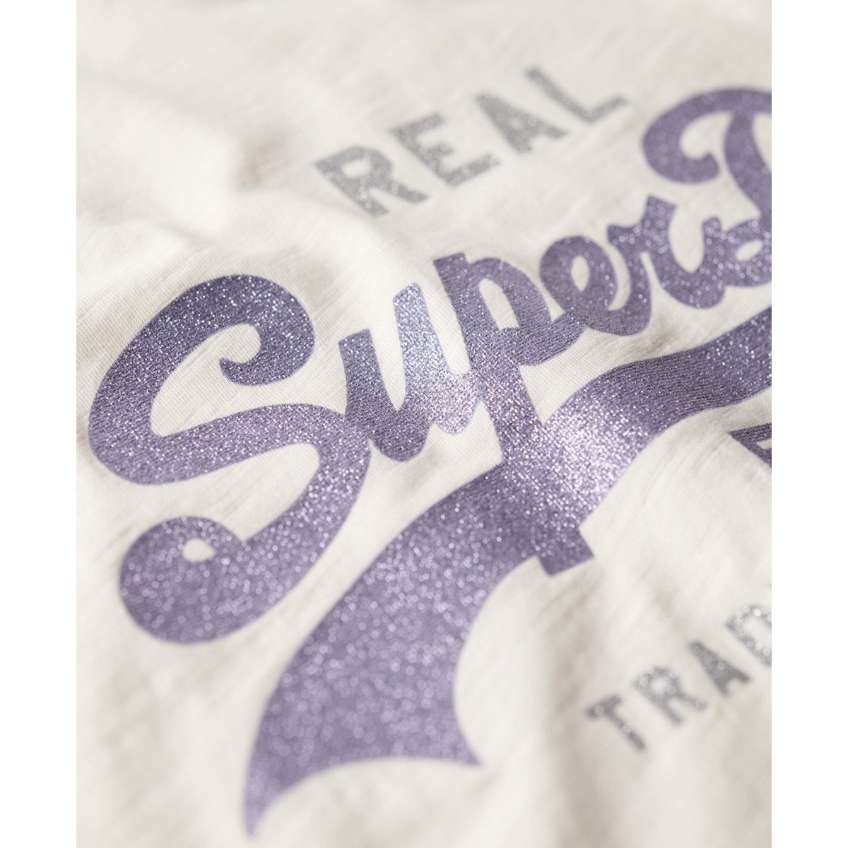 T-shirt scintillant à motif VL écru flammé, SUPERDRY