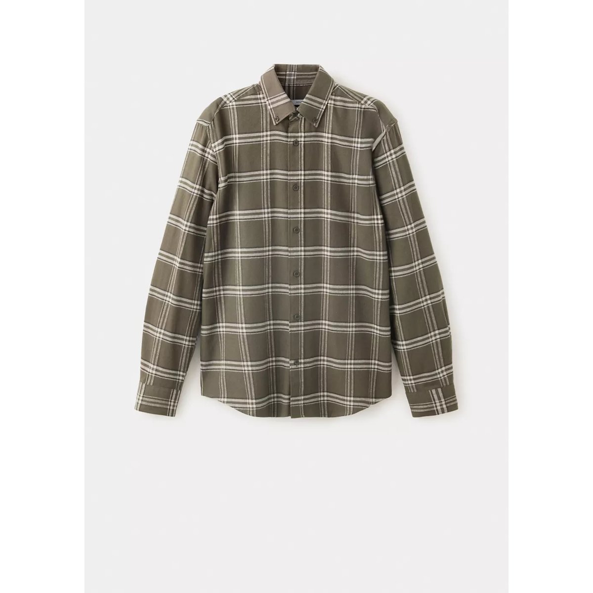 Chemise 100 % coton flanelle carreaux kaki, MANGO MAN