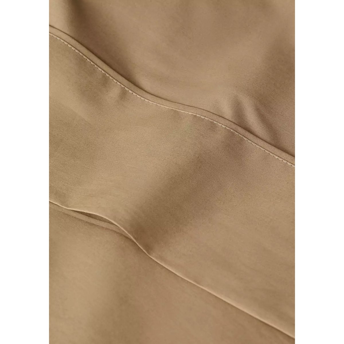 Drap plat percale de coton 300 fils détail passepoilé arrondi lit 135/140 cm tabac, MANGO HOME