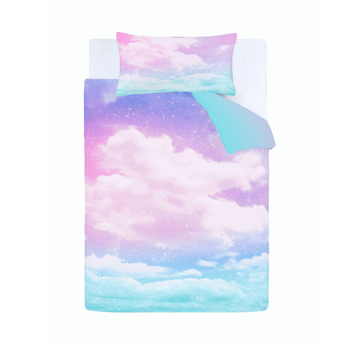 Ombre Rainbow Clouds Duvet Cover and Pillowcase Set multi-coloured, CATHERINE LANSFIELD