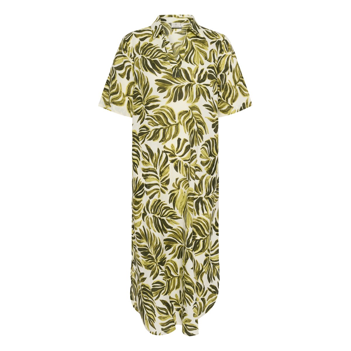 Dress vert green big watercolor leaf, KAFFE