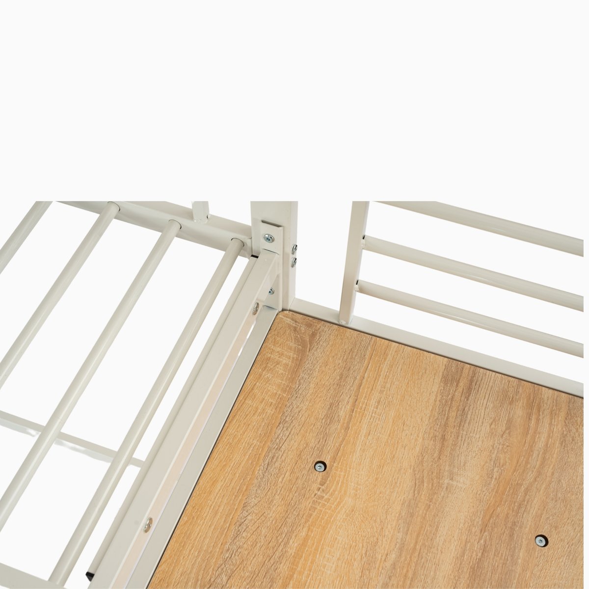 Lit mezzanine Lits superposes en métal sans matelas, LIONEL blanc, MEUBLES COSY