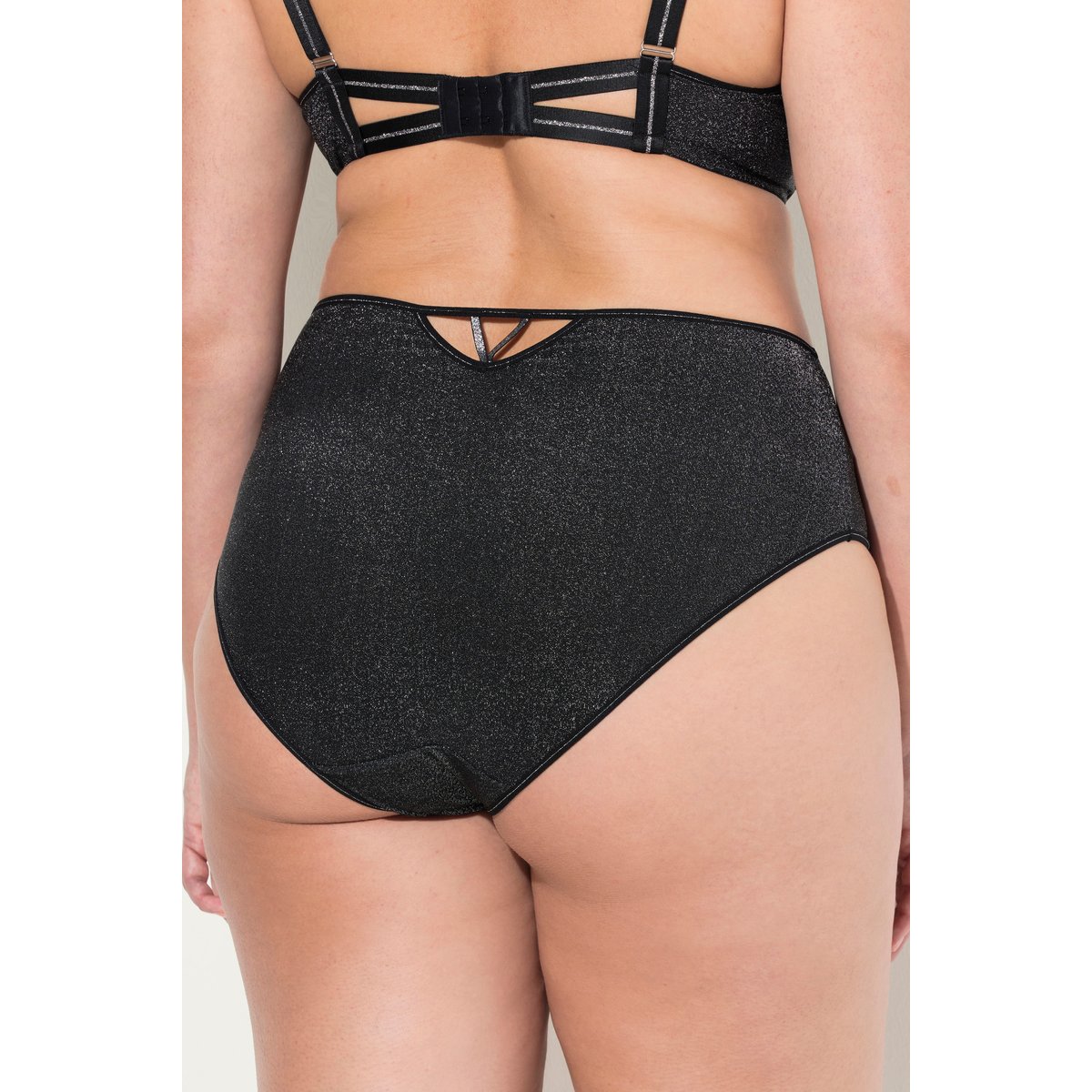 Culotte midi, effet métallique noir, ULLA POPKEN