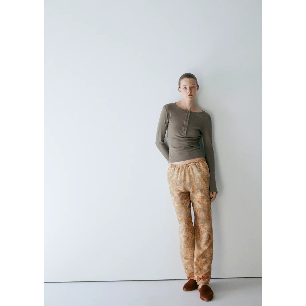 T-shirt de pyjama 100 % coton vert, MANGO