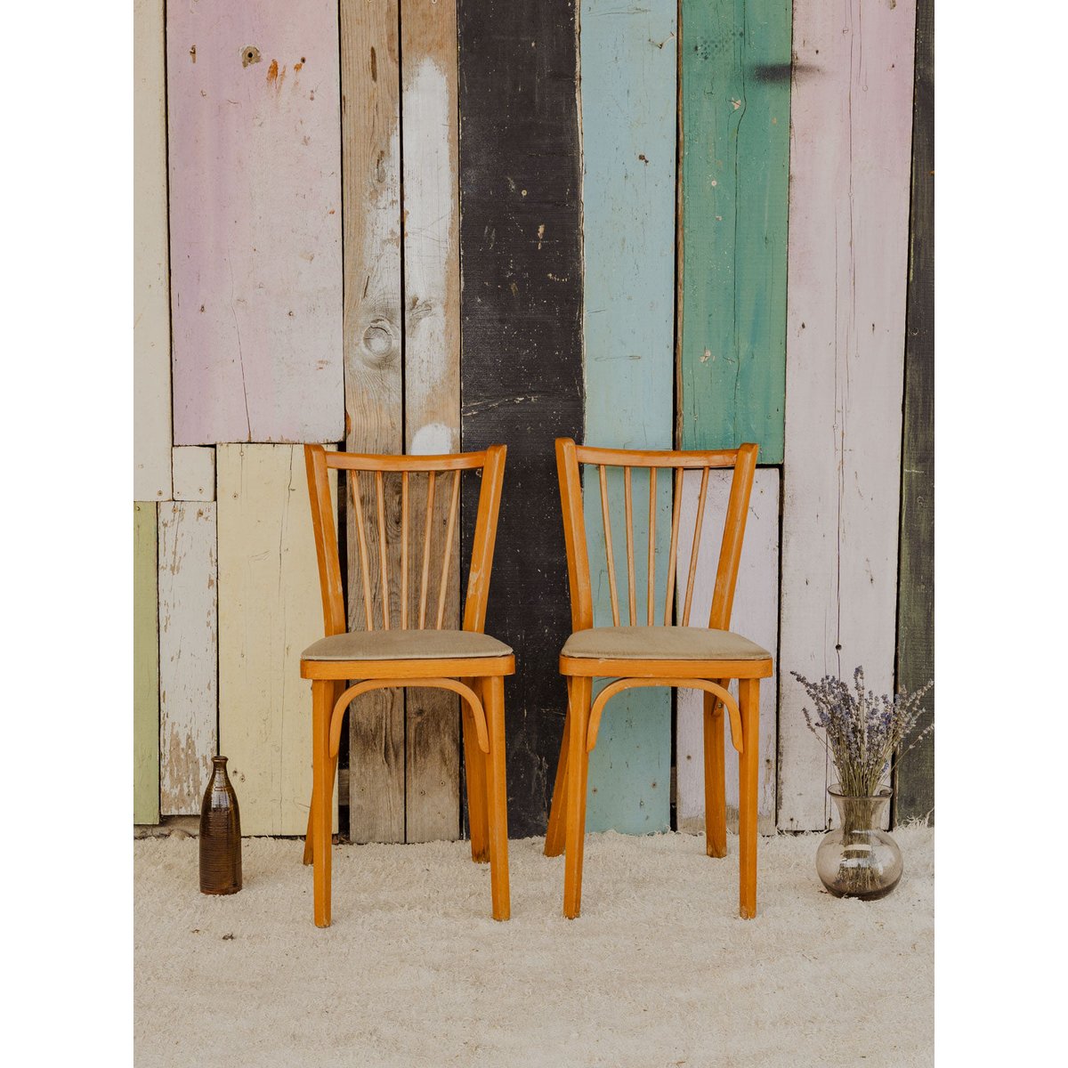 Lot de 6 chaises Baumann en bois Claude N°1387 - Bon état bois clair, DEBONGOUT