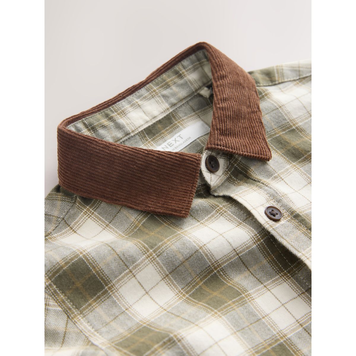 Chemise manches longues à carreaux vert/écru, NEXT