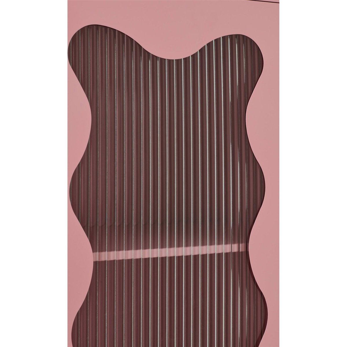 Armoire vitrine en métal à porte vague rose clair, RECOLLECTION