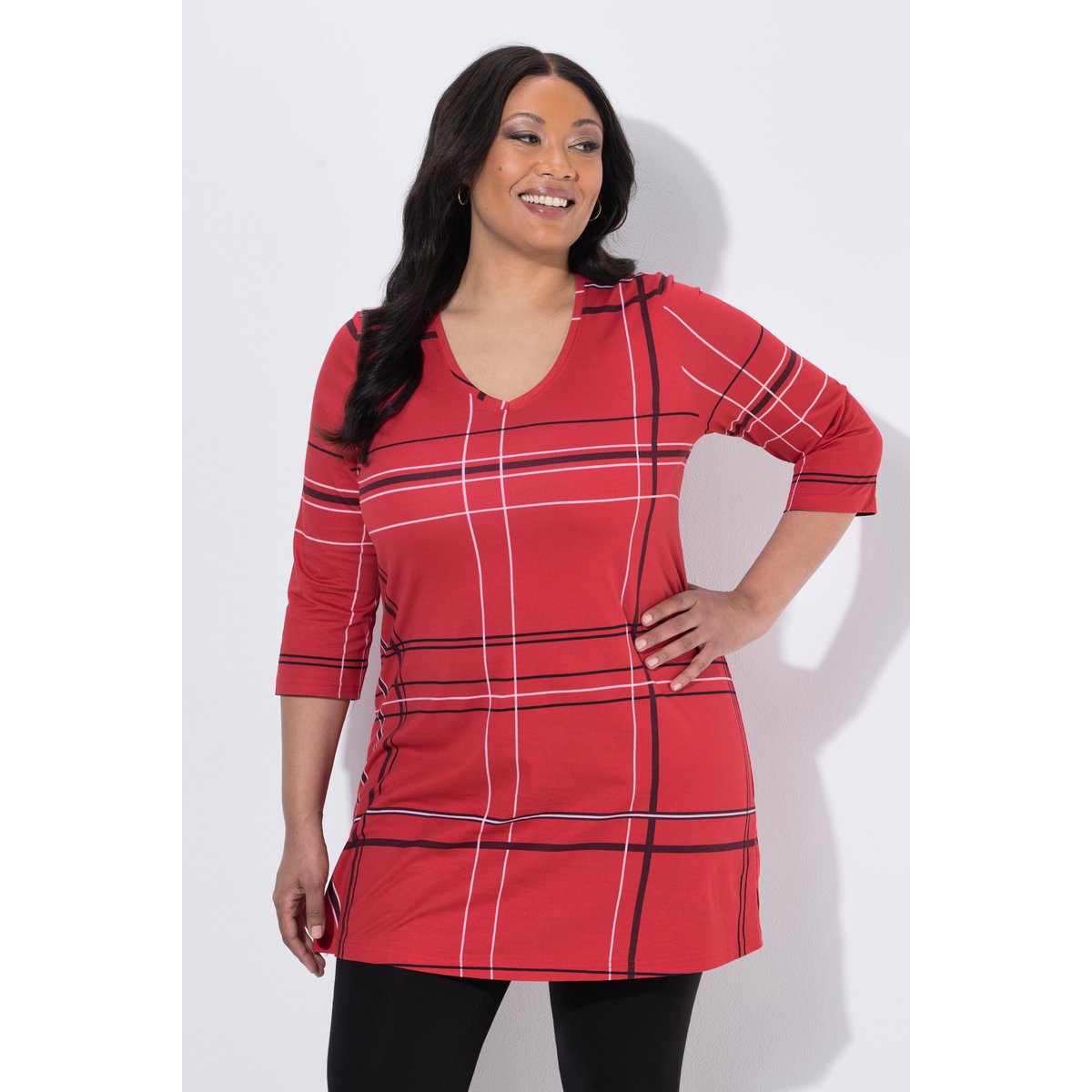 T-shirt long rouge vin foncé, ULLA POPKEN