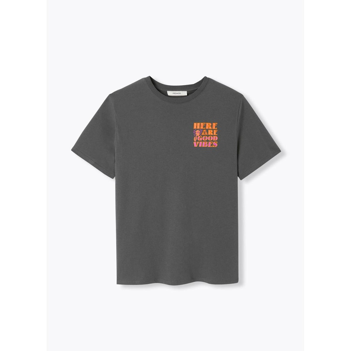 T-shirt à message good vibes imprimé gris, PROMOD