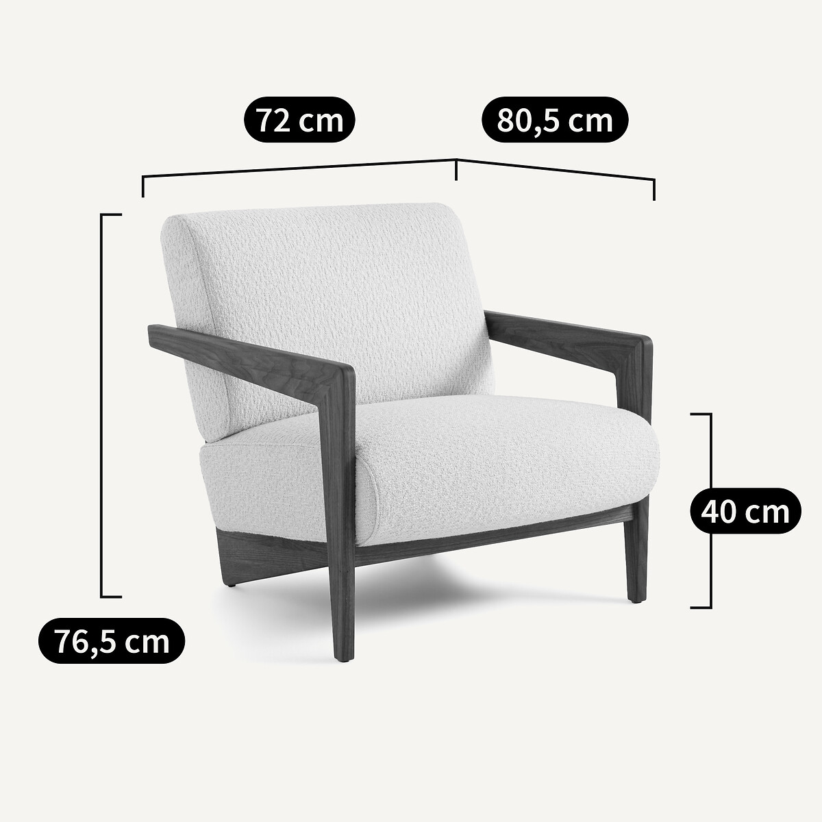Fauteuil noyer massif tissu jacquard, Izag imprimé animal, AM.PM