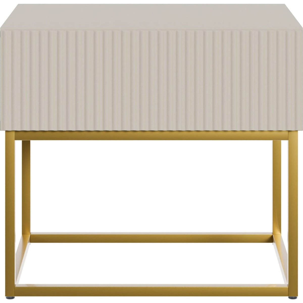 Table de chevet façade rainurée VELDIO beige doré, RECOLLECTION