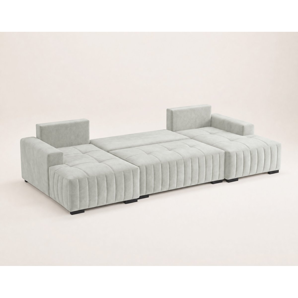 Canapé Panoramique Convertible Velours 7 places - LAZARE blanc, LISA DESIGN