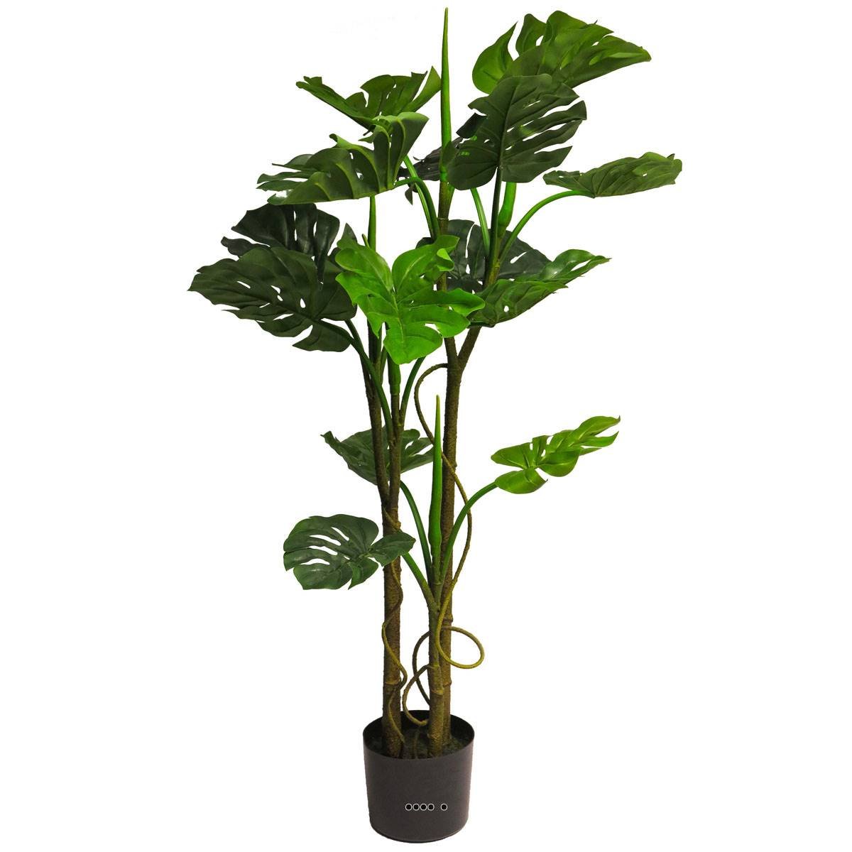 Monstera deliciosa artificiel en pot 3 troncs vert, ARTIFICIELLES