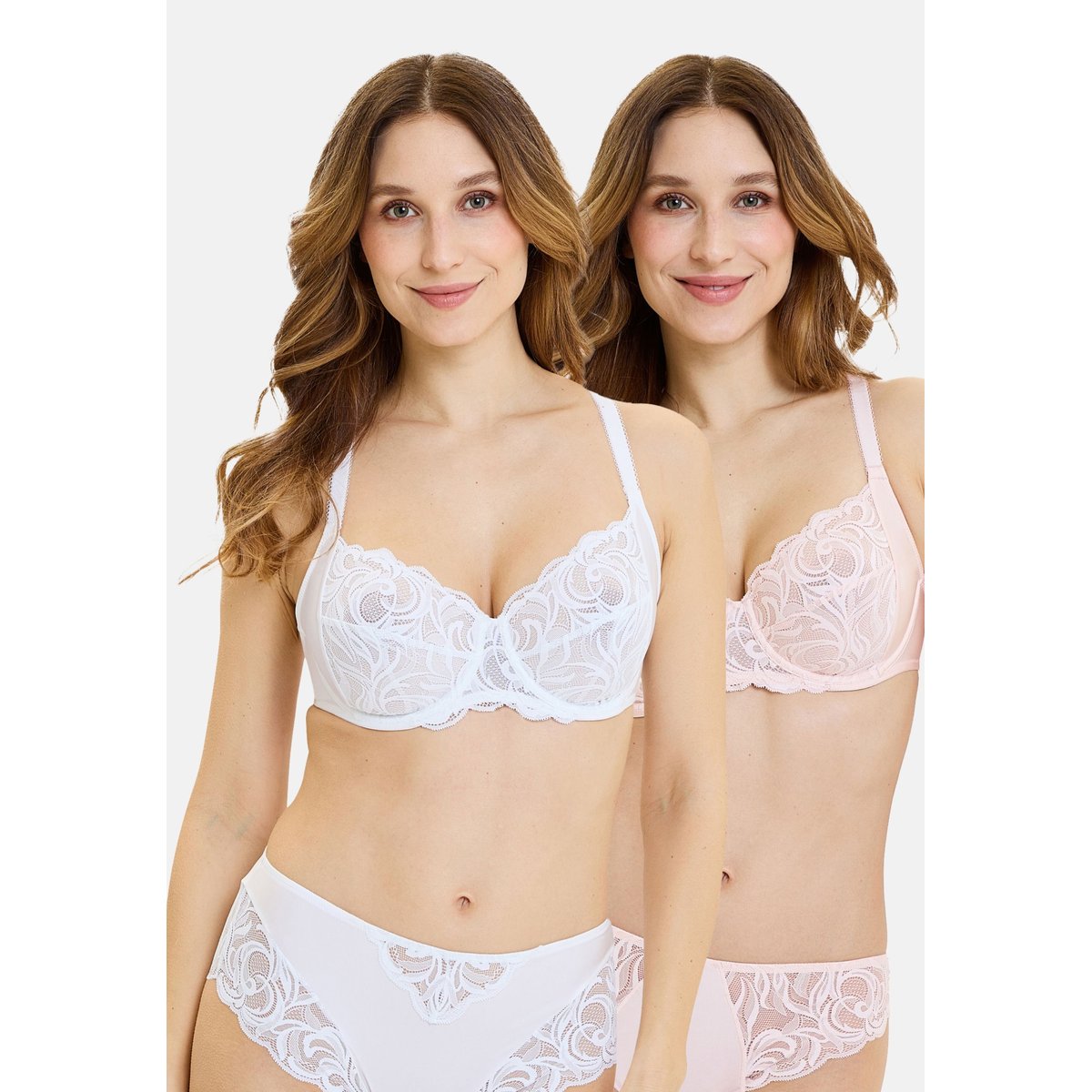 Lot de deux soutiens gorge CARLA blanc&rose, SANS COMPLEXE