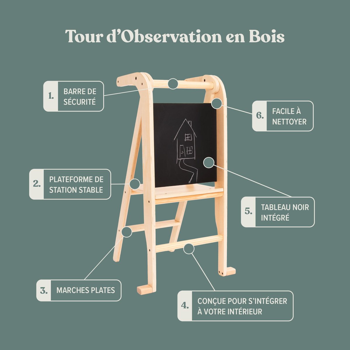 Tour d'apprentissage et tableau marron - blanc, ACTIVE TOTS