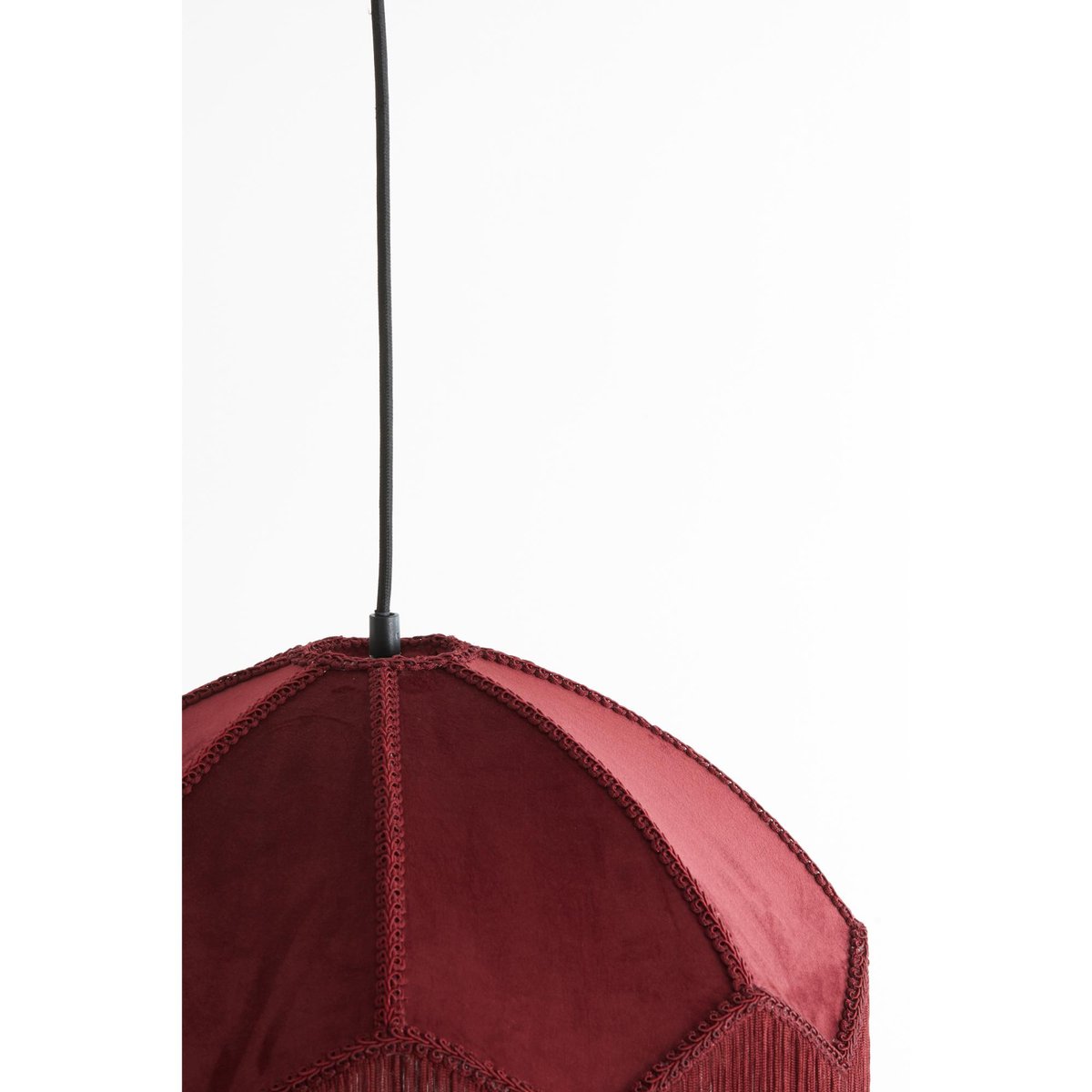 Lampe Suspendue Raphia MALACIA rouge foncé, LIGHT & LIVING 