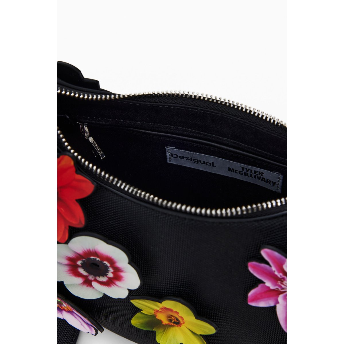 Sac à appliques florales Tyler McGillivary noir, DESIGUAL