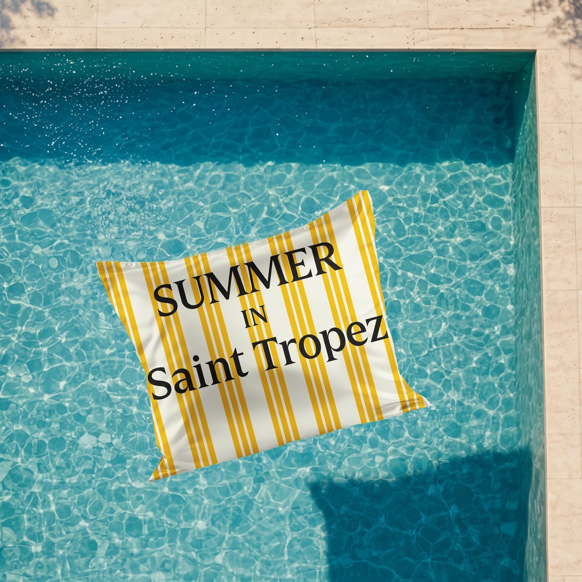 Pouf XL extérieur imperméable à rayure Summer in St Tropez jaune, MX HOME