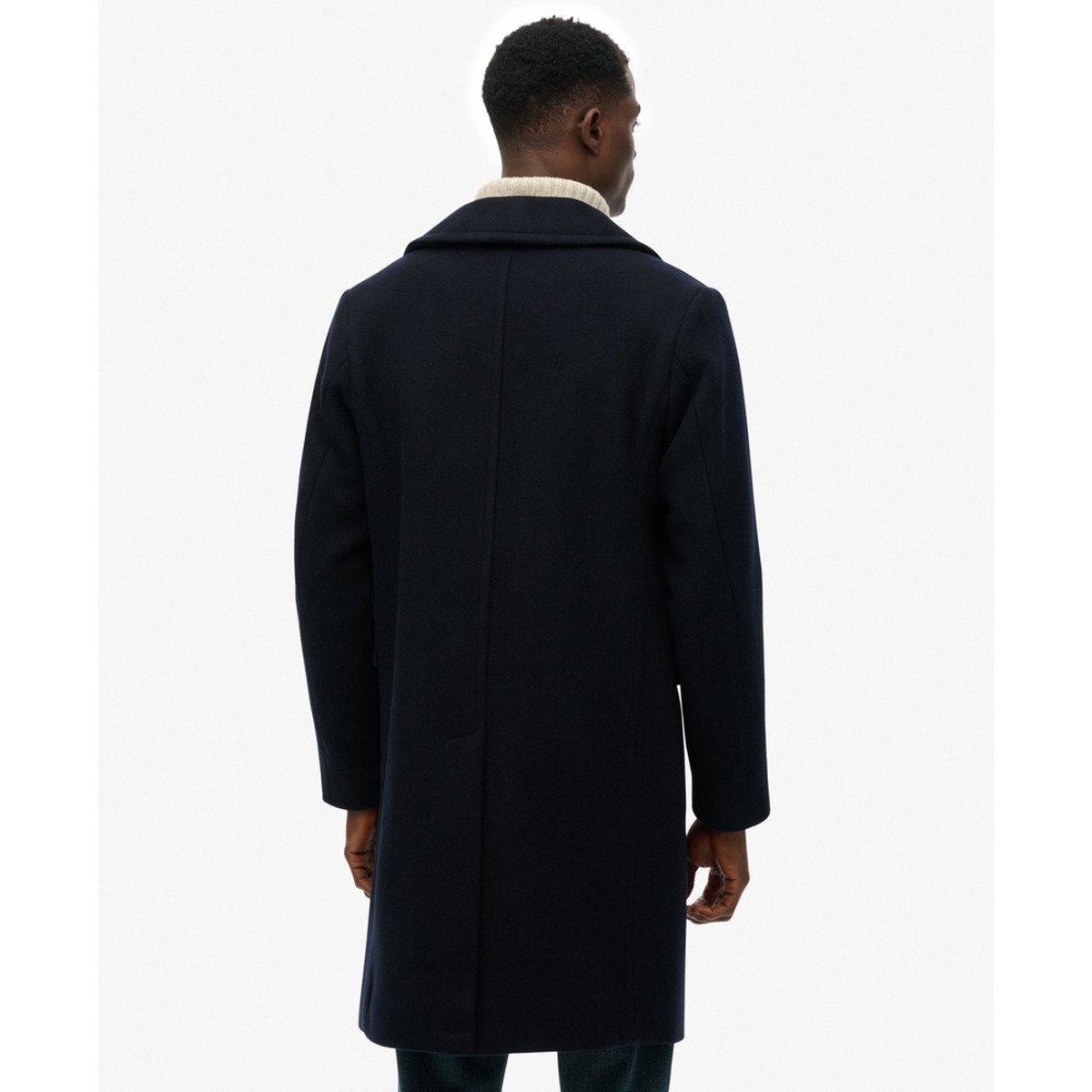 Manteau Long en Laine Mélangée - The Merchant Store bleu marine éclipse, SUPERDRY