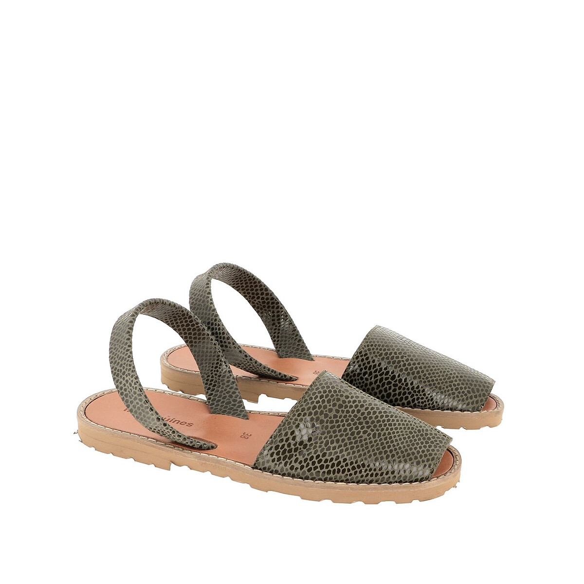Sandales plates en cuir Avarca kaki, MINORQUINES