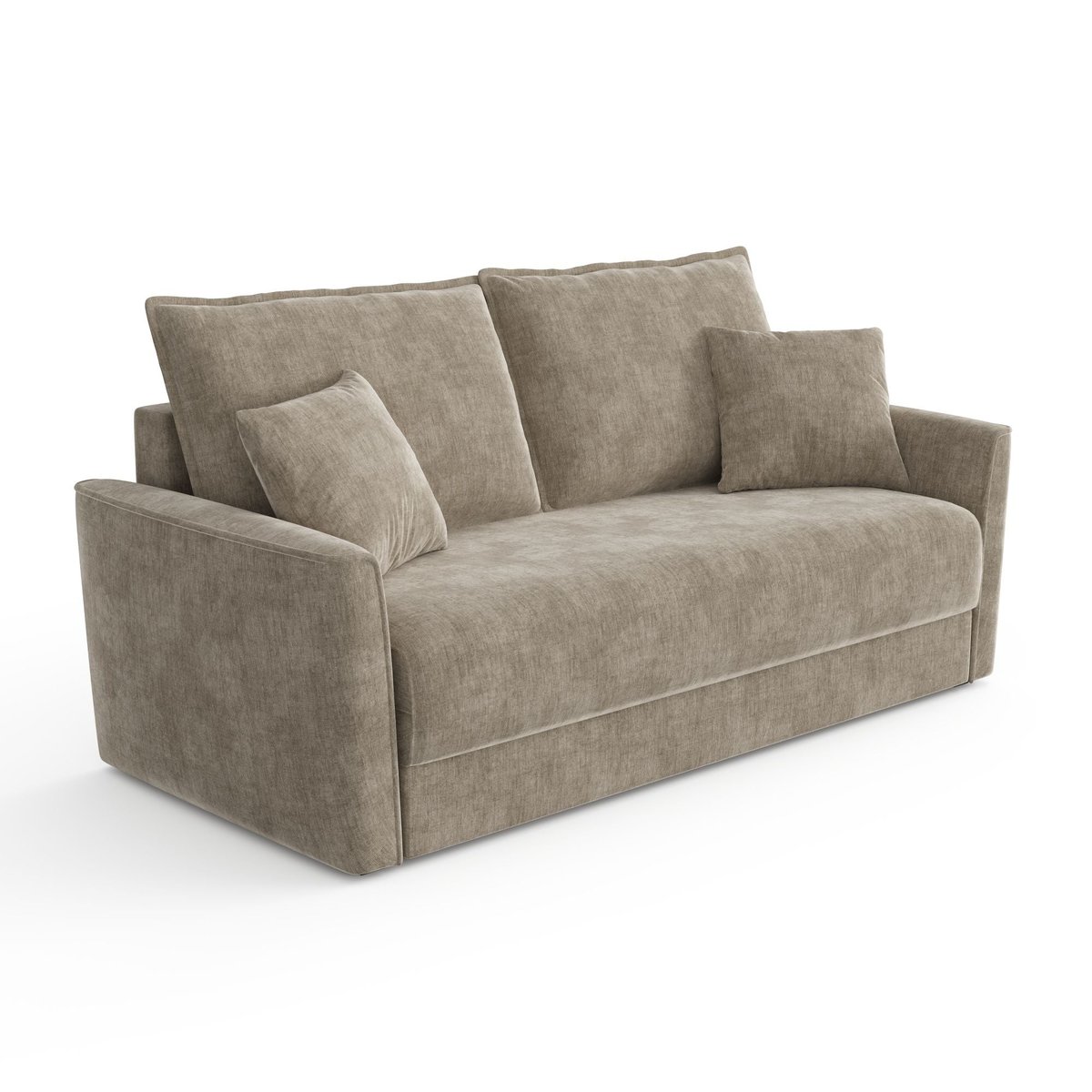Canapé convertible 3 places en tissu tramé toucher doux LUXO taupe, SIA HOME