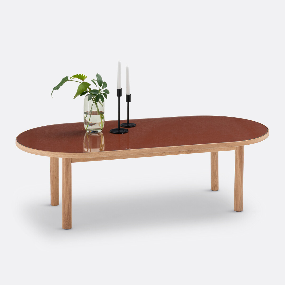 Table basse chêne, plaqué et verre, Evergreen terracotta, LA REDOUTE INTERIEURS