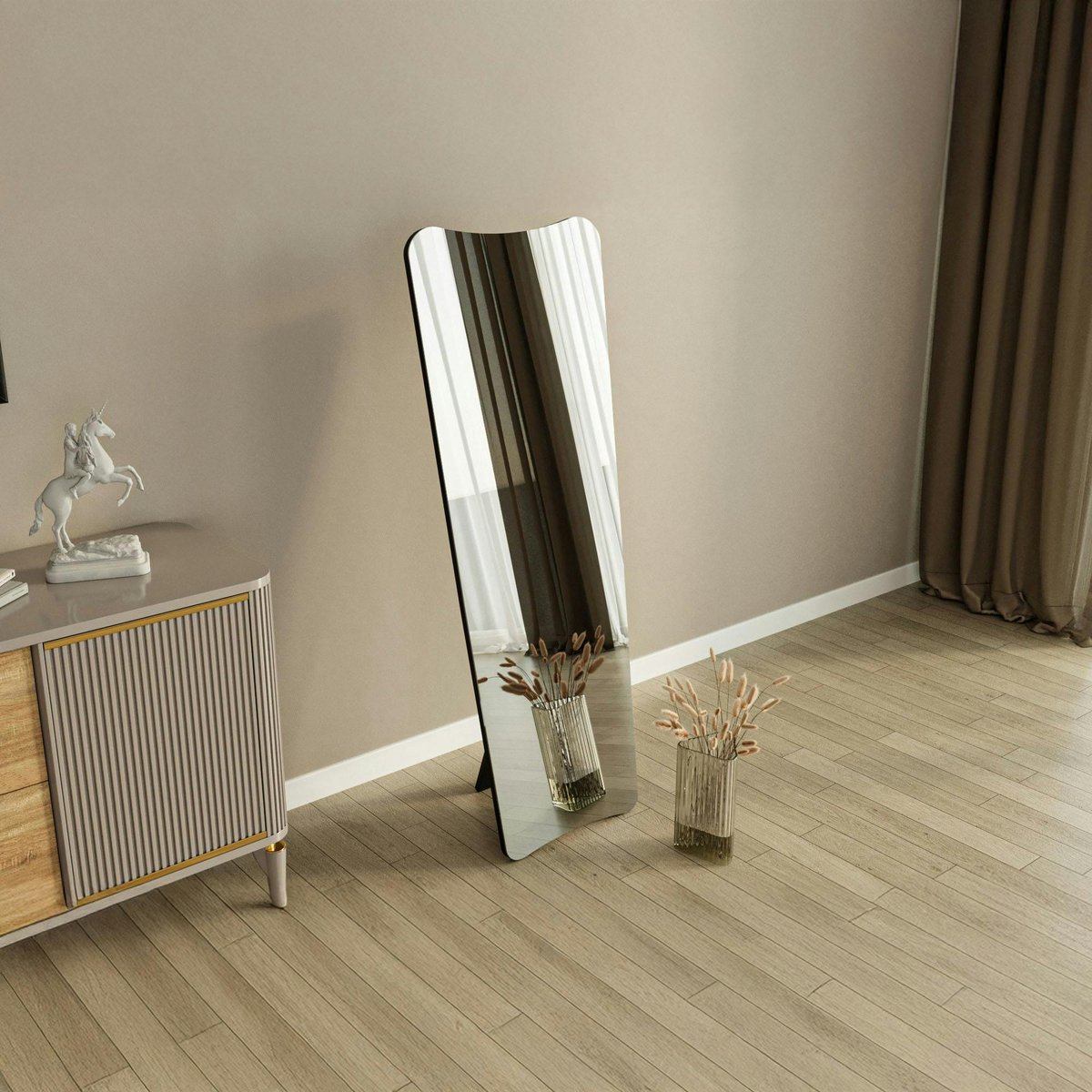 Grand miroir plein pied noir, mural ou à poser noir 150 cm CODY noir, PIER IMPORT