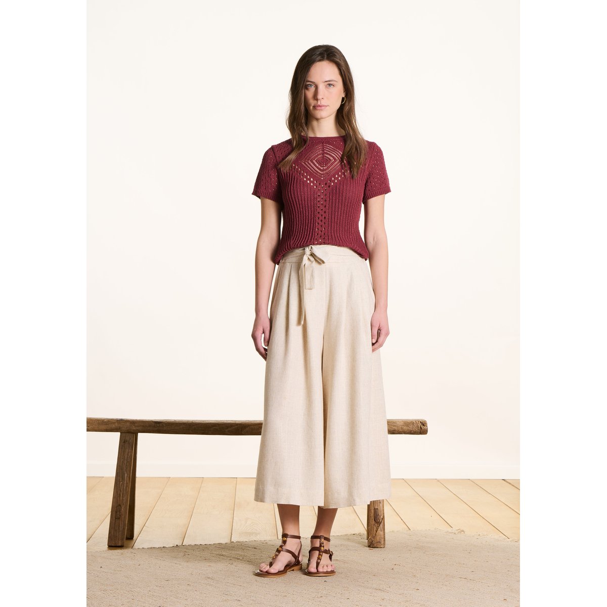 Pantalon irisé large 7/8ème greige, LA FEE MARABOUTEE