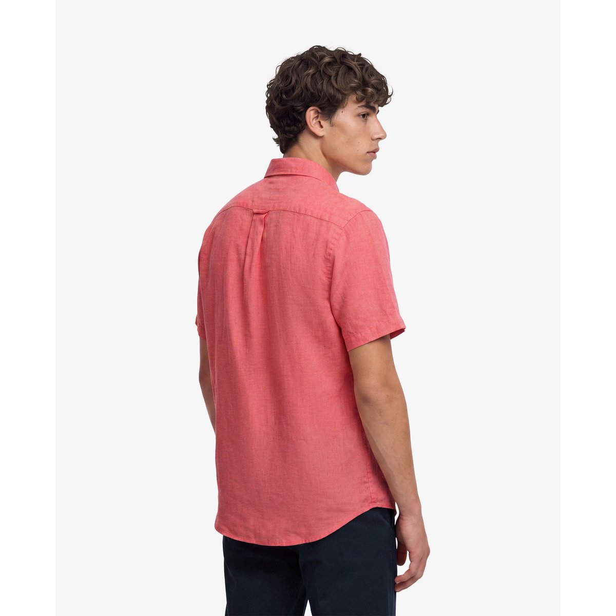 Chemise en lin à manches courtes Riviera corail, SUPERDRY