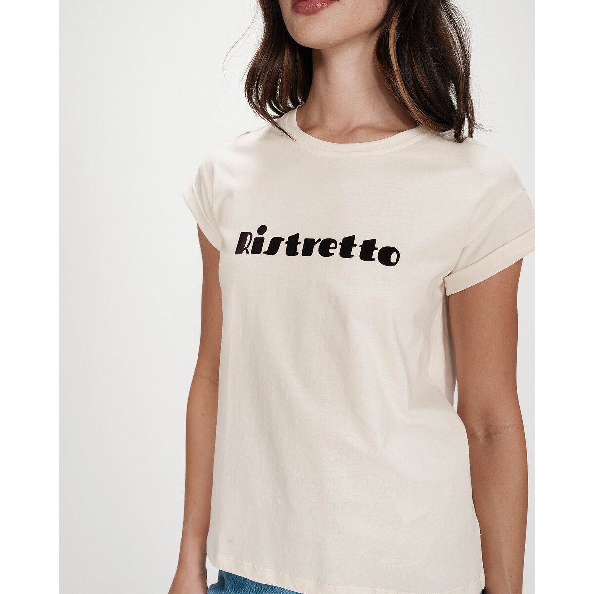 T-shirt con scritta in velluto VICO ecru , GRACE & MILA