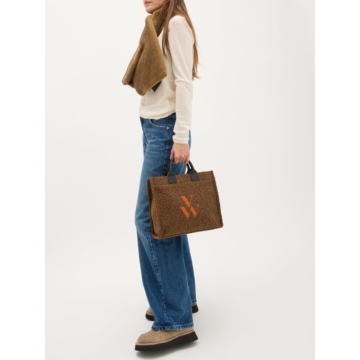 Sac cabas avec anses Mini INÈS marron, VANESSA WU