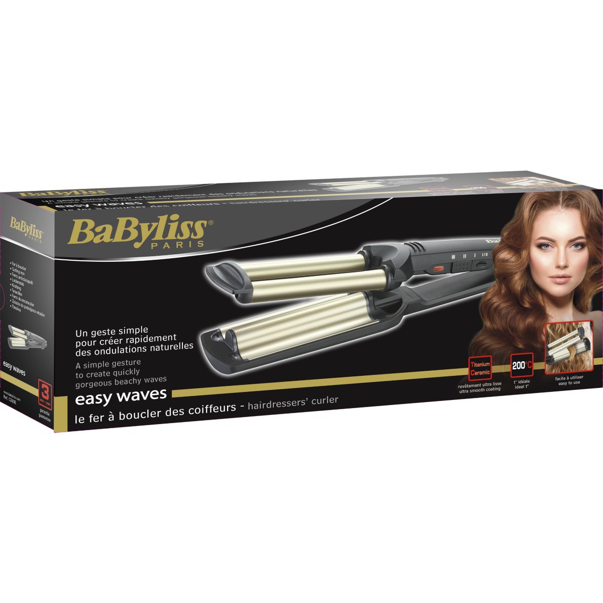 Fer à boucler C260E Easy waves couleur unique, BABYLISS