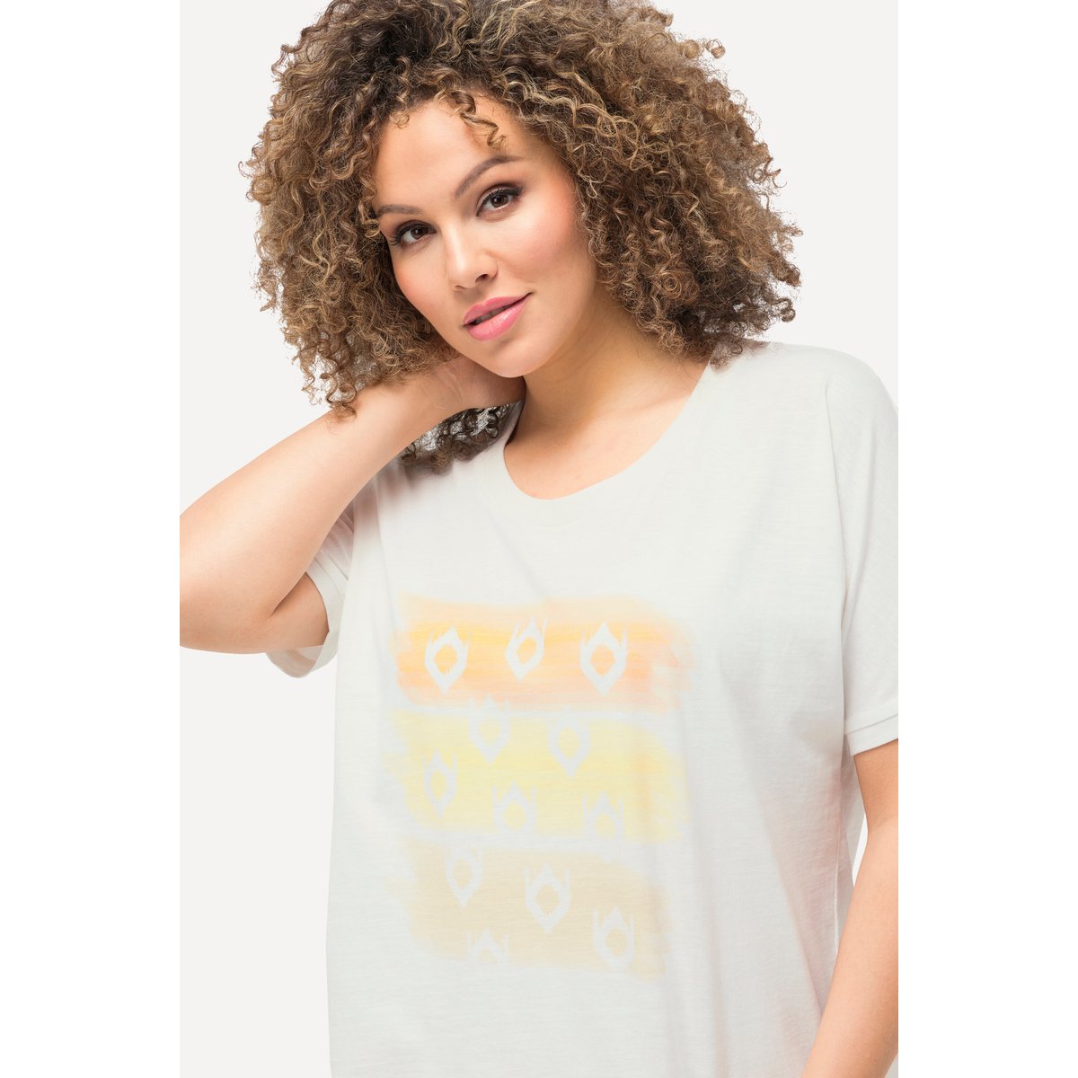 T-shirt à rayures oversized à col rond et blanc cassé, ULLA POPKEN