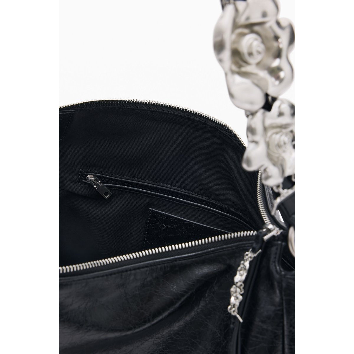 Sac carré effet cuir noir, DESIGUAL