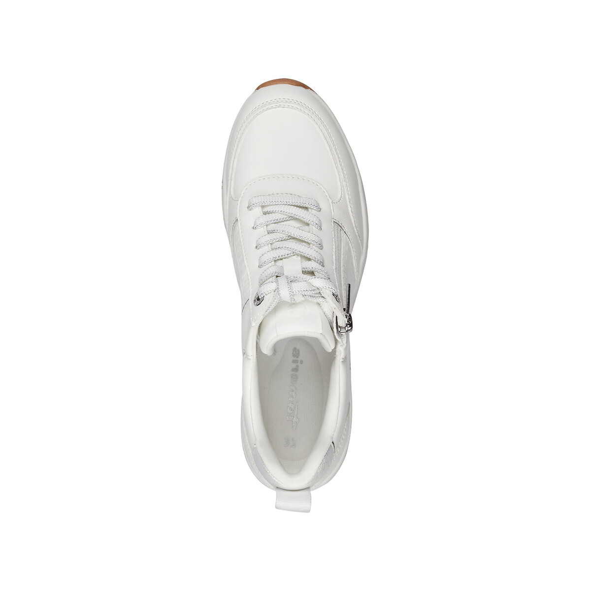 Baskets compensées et zippées blanc/argent, TAMARIS