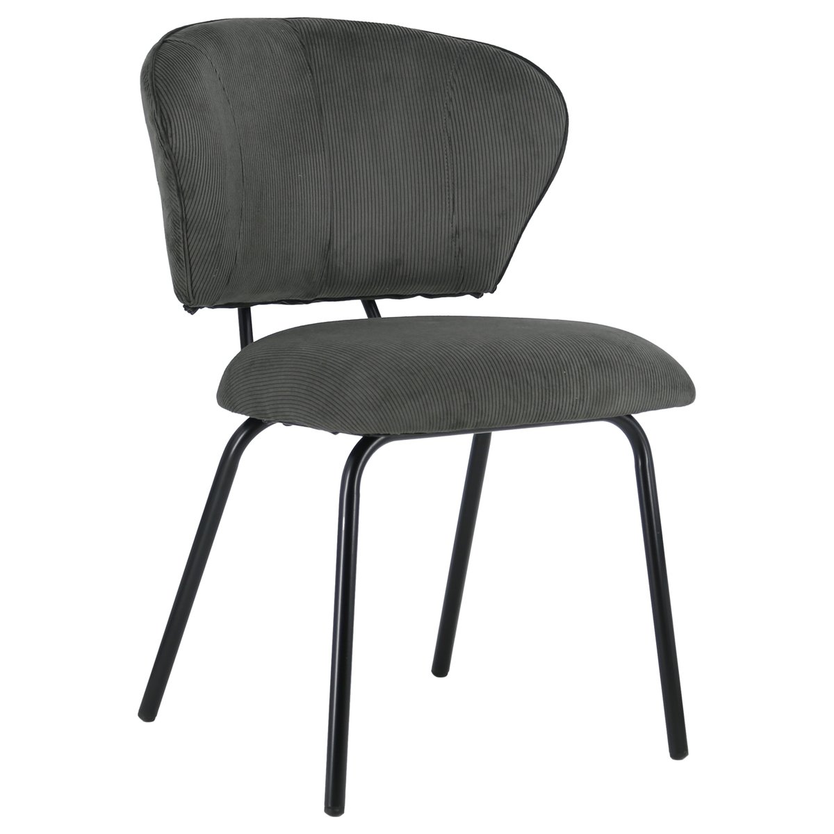 Lot de 2 chaises en velours côtelé, NILSA gris, noir, HAPPY GARDEN