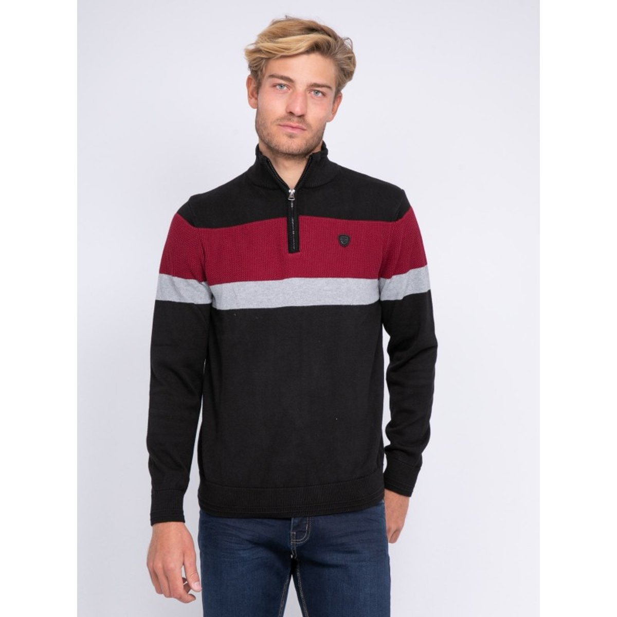 Pull Col Montant Zippé Lonyx noir, RITCHIE