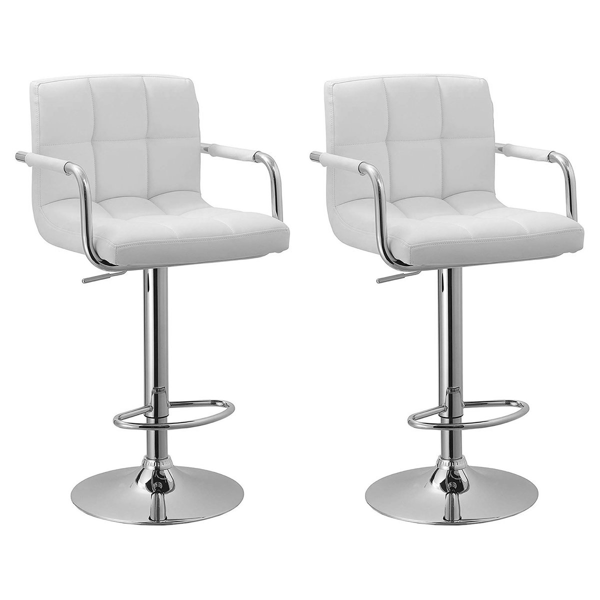 Lot de 2 tabourets de bar, MIKE blanc, métalique, HAPPY GARDEN
