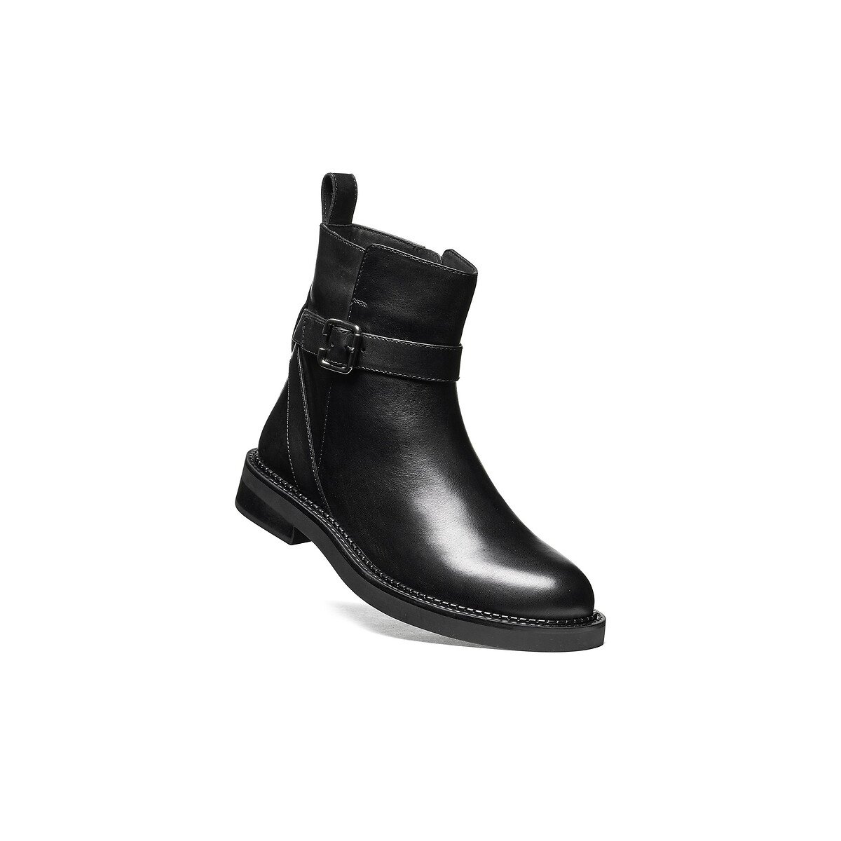 Serilda Zip-Up Leather Ankle Boots black, GEOX