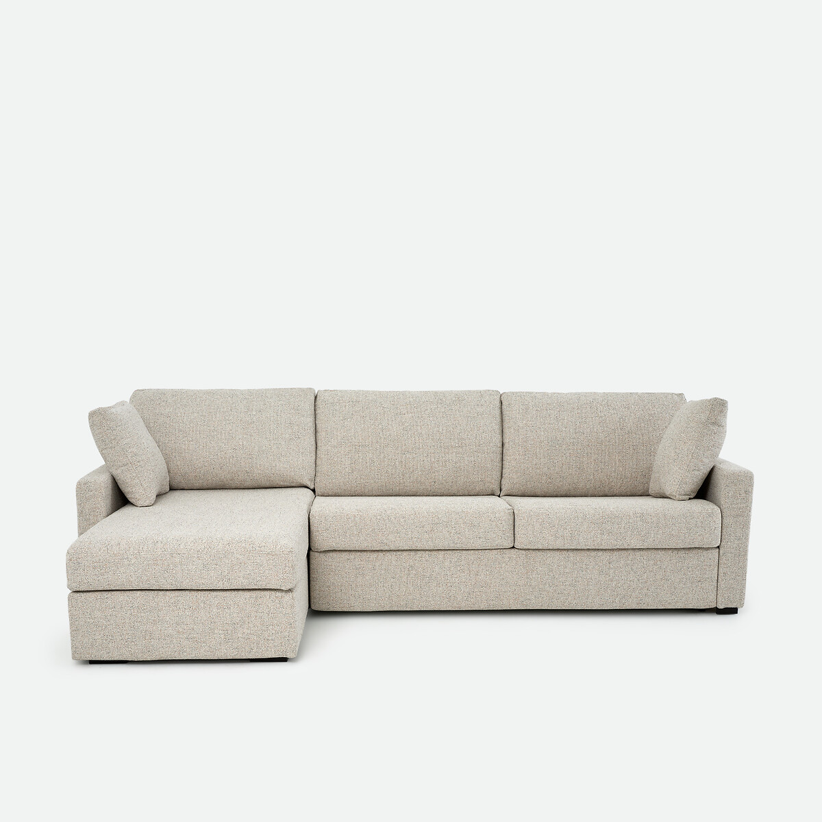 Canapé d'angle, convertible, 4 places, Premium HR, tissu texturé moucheté TIMOR ecru/bleu, LA REDOUTE INTERIEURS