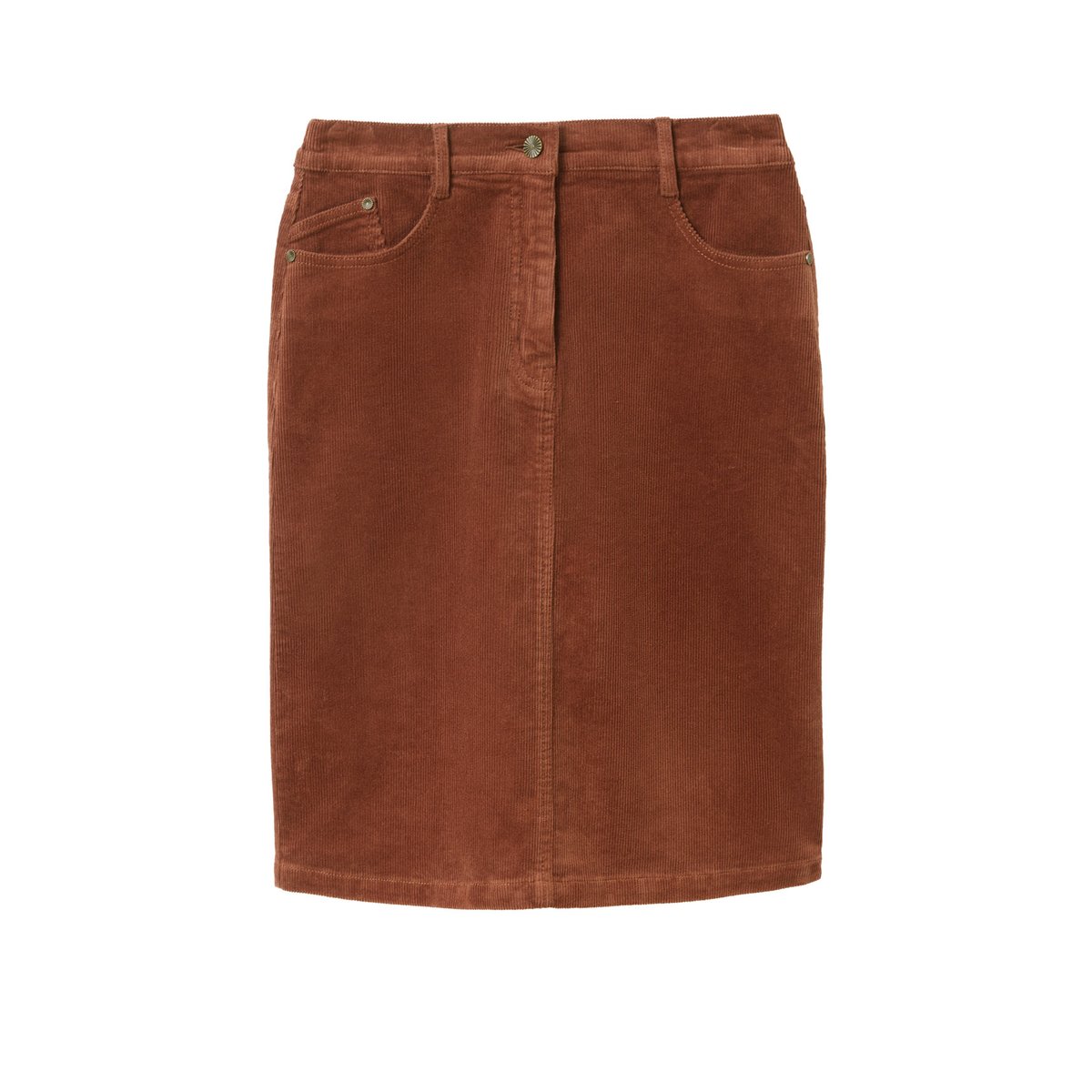 Jupe droite taille élastiquée côtés noisette, DAXON
