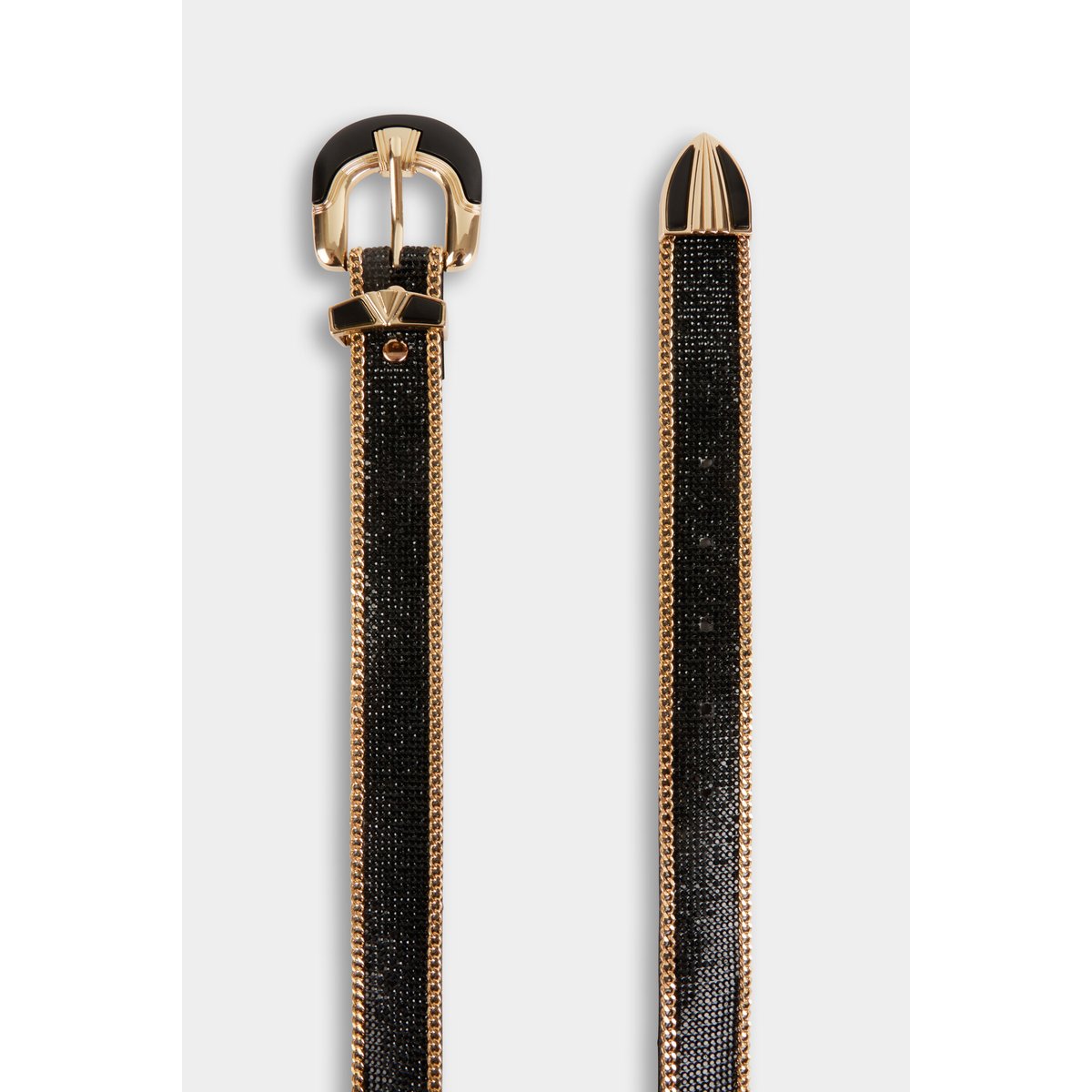 Ceinture avec strass et chaînes noir, MORGAN