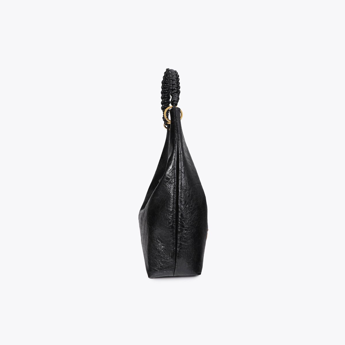 Sac à main tressé à logo métallique noir, LOLA CASADEMUNT