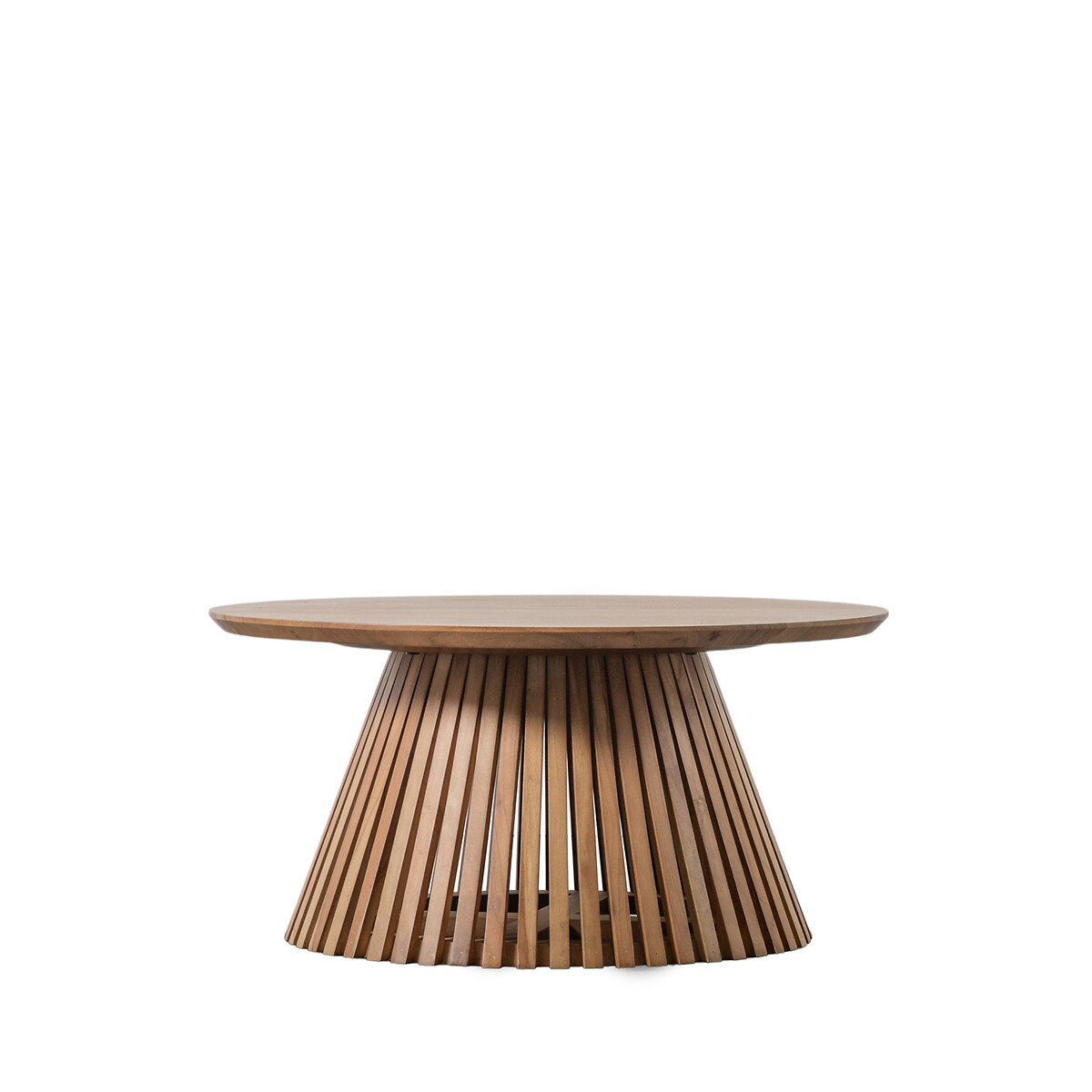 Chapra Acacia Wood Slatted Round Coffee Table acacia, SO'HOME