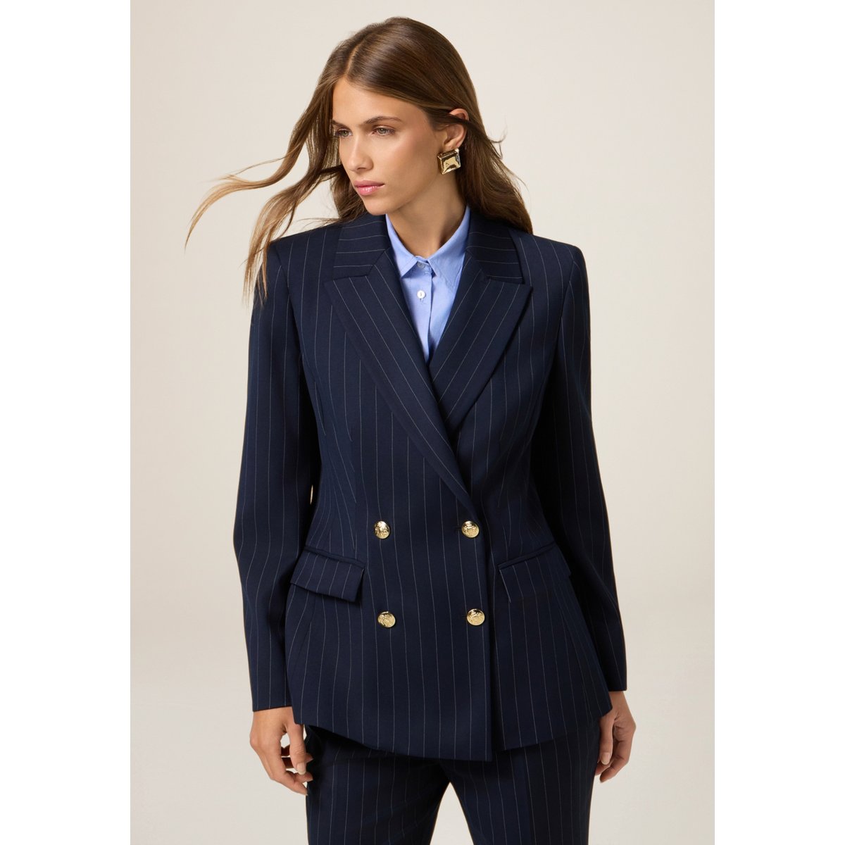 Blazer croisé à rayures bleu, OLTRE