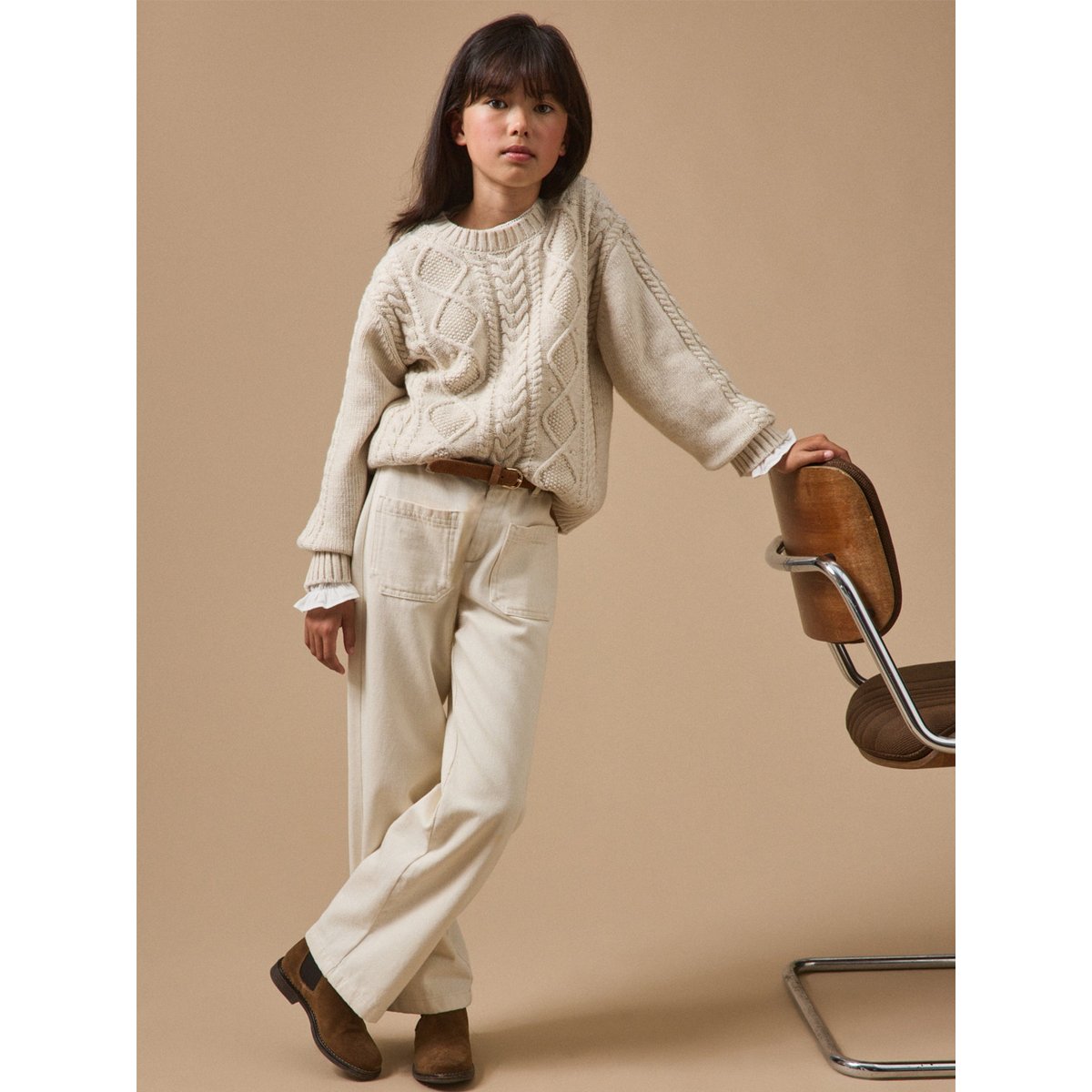 Pull torsadé avec laine ecru chine, CYRILLUS