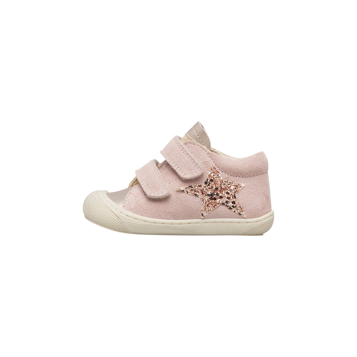 Chaussures premiers pas en cuir et suède KOLDE VL rose-blanc, NATURINO