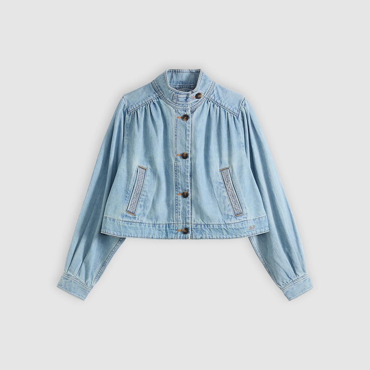 Kort jeansjasje met opstaande kraag licht denim, LEVI'S