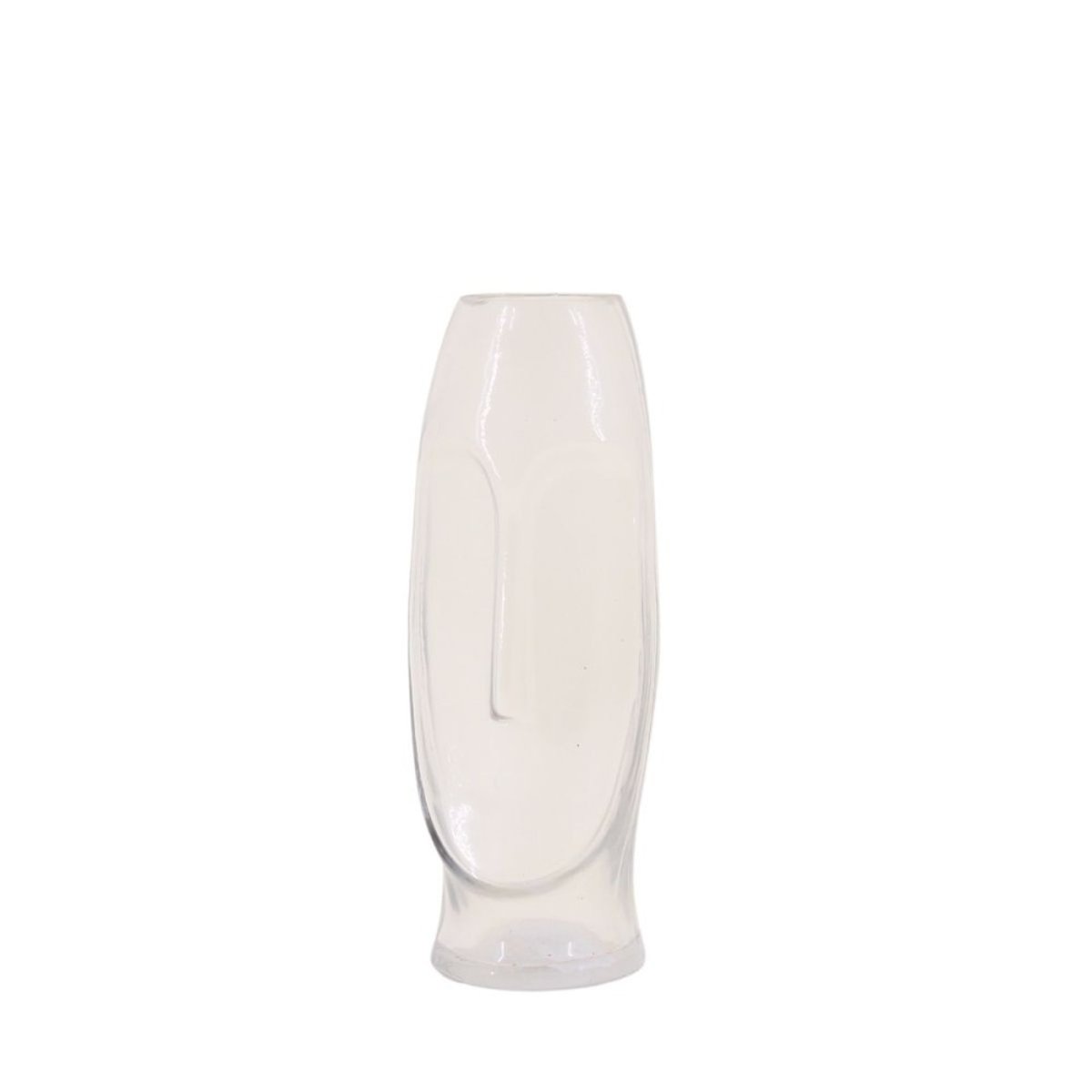 Vase forme visage en verre, H24cm transparant, ORNAMI