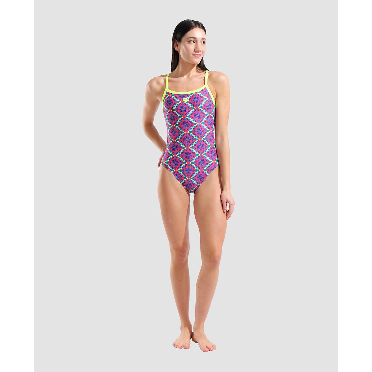 Fato de banho FLORAL costas Challenge imprimé violet multicolore, ARENA